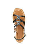 Geox Women Black Sozy Back Buckle Leather Sandal | Derimod Geox Women Black Sozy Back Buckle Leather Sandal | Derimod