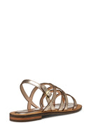 Geox Women Gold Sozy Back Buckle Metallic Leather Sandal | Derimod Geox Women Gold Sozy Back Buckle Metallic Leather Sandal | Derimod