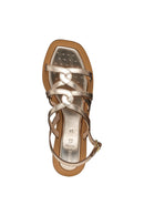 Geox Women Gold Sozy Back Buckle Metallic Leather Sandal | Derimod Geox Women Gold Sozy Back Buckle Metallic Leather Sandal | Derimod