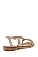 Geox Women Gold Maddalusia C Stone Metallic Leather Sandal | Derimod Geox Women Gold Maddalusia C Stone Metallic Leather Sandal | Derimod