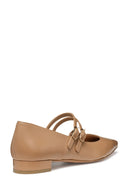 Geox Women Beige Giselda15 Double Buckle Leather Ballet Flat | Derimod Geox Women Beige Giselda15 Double Buckle Leather Ballet Flat | Derimod