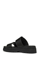 Geox Women Black D Adacter S Thick Sole Leather Slippers | Derimod Geox Women Black D Adacter S Thick Sole Leather Slippers | Derimod