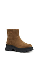 Geox Women Tan D Pluette Zippered Thick Sole Suede Leather Boots | Derimod Geox Women Tan D Pluette Zippered Thick Sole Suede Leather Boots | Derimod