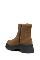 Geox Women Tan D Pluette Zippered Thick Sole Suede Leather Boots | Derimod Geox Women Tan D Pluette Zippered Thick Sole Suede Leather Boots | Derimod