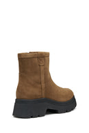 Geox Women Tan D Pluette Zippered Thick Sole Suede Leather Boots | Derimod Geox Women Tan D Pluette Zippered Thick Sole Suede Leather Boots | Derimod