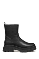 Geox Women Black D Pluette Zippered Thick Sole Leather Boot | Derimod Geox Women Black D Pluette Zippered Thick Sole Leather Boot | Derimod