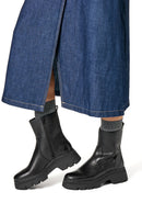 Geox Women Black D Pluette Zippered Thick Sole Leather Boot | Derimod Geox Women Black D Pluette Zippered Thick Sole Leather Boot | Derimod