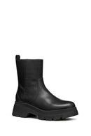 Geox Women Black D Pluette Zippered Thick Sole Leather Boot | Derimod Geox Women Black D Pluette Zippered Thick Sole Leather Boot | Derimod
