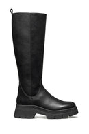 Geox Women Black D Pluette Zippered Thick Sole Leather Boot | Derimod Geox Women Black D Pluette Zippered Thick Sole Leather Boot | Derimod