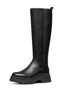 Geox Women Black D Pluette Zippered Thick Sole Leather Boot | Derimod Geox Women Black D Pluette Zippered Thick Sole Leather Boot | Derimod