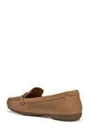 Geox Women Beige Annytah Moc Buckle Leather Loafer | Derimod Geox Women Beige Annytah Moc Buckle Leather Loafer | Derimod