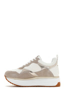 Alberto Guardiani Women's Beige Gold Louise Thick Sole Leather Sneaker | Derimod Alberto Guardiani Women's Beige Gold Louise Thick Sole Leather Sneaker | Derimod