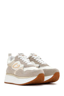 Alberto Guardiani Women's Beige Gold Louise Thick Sole Leather Sneaker | Derimod Alberto Guardiani Women's Beige Gold Louise Thick Sole Leather Sneaker | Derimod