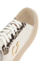 Alberto Guardiani Women's Beige New Era Lace-Up Leather Sneakers | Derimod Alberto Guardiani Women's Beige New Era Lace-Up Leather Sneakers | Derimod