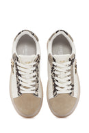 Alberto Guardiani Women's Beige New Era Lace-Up Leather Sneakers | Derimod Alberto Guardiani Women's Beige New Era Lace-Up Leather Sneakers | Derimod
