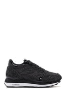 Alberto Guardiani Women's Black Wen Thick-Soled Lace-Up Glittery Leather Sneakers | Derimod Alberto Guardiani Women's Black Wen Thick-Soled Lace-Up Glittery Leather Sneakers | Derimod