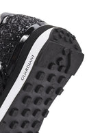 Alberto Guardiani Women's Black Wen Thick-Soled Lace-Up Glittery Leather Sneakers | Derimod Alberto Guardiani Women's Black Wen Thick-Soled Lace-Up Glittery Leather Sneakers | Derimod