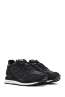 Alberto Guardiani Women's Black Wen Thick-Soled Lace-Up Glittery Leather Sneakers | Derimod Alberto Guardiani Women's Black Wen Thick-Soled Lace-Up Glittery Leather Sneakers | Derimod