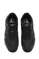 Alberto Guardiani Women's Black Wen Thick-Soled Lace-Up Glittery Leather Sneakers | Derimod Alberto Guardiani Women's Black Wen Thick-Soled Lace-Up Glittery Leather Sneakers | Derimod