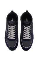 Alberto Guardiani Men's Navy Blue Gray Wen Thick Soled Sneaker | Derimod Alberto Guardiani Men's Navy Blue Gray Wen Thick Soled Sneaker | Derimod