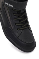 Geox Boys Black Arzach High Lace-Up Strapped Leather Boots | Derimod Geox Boys Black Arzach High Lace-Up Strapped Leather Boots | Derimod