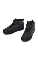 Geox Boys Black Arzach High Lace-Up Strapped Leather Boots | Derimod Geox Boys Black Arzach High Lace-Up Strapped Leather Boots | Derimod