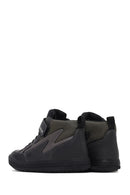 Geox Boys Black Arzach High Lace-Up Strapped Leather Boots | Derimod Geox Boys Black Arzach High Lace-Up Strapped Leather Boots | Derimod