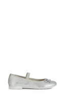 Geox Girls Silver Pleated Glitter Ballerina | Derimod Geox Girls Silver Pleated Glitter Ballerina | Derimod