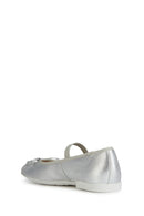 Geox Girls Silver Pleated Glitter Ballerina | Derimod Geox Girls Silver Pleated Glitter Ballerina | Derimod