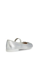 Geox Girls Silver Pleated Glitter Ballerina | Derimod Geox Girls Silver Pleated Glitter Ballerina | Derimod