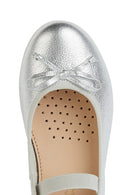 Geox Girls Silver Pleated Glitter Ballerina | Derimod Geox Girls Silver Pleated Glitter Ballerina | Derimod