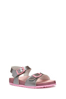 Geox Girls Silver Adriel Glitter Sandals | Derimod Geox Girls Silver Adriel Glitter Sandals | Derimod