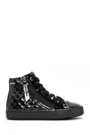 Geox Girls Black Kalispera Zippered Patent Leather Ankle Sneaker | Derimod Geox Girls Black Kalispera Zippered Patent Leather Ankle Sneaker | Derimod