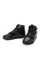 Geox Girls Black Kalispera Zippered Patent Leather Ankle Sneaker | Derimod Geox Girls Black Kalispera Zippered Patent Leather Ankle Sneaker | Derimod