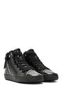 Geox Girls Black Kalispera Zippered Patent Leather Ankle Sneaker | Derimod Geox Girls Black Kalispera Zippered Patent Leather Ankle Sneaker | Derimod