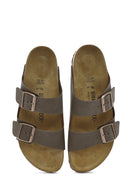 Birkenstock Women's Brown Arizona Eva Nubuck Leather Slippers | Derimod Birkenstock Women's Brown Arizona Eva Nubuck Leather Slippers | Derimod