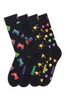 Happy Socks Erkek Siyah Oyuncu Temalı Pamuklu 4’lü Çorap Seti | Derimod Happy Socks Erkek Siyah Oyuncu Temalı Pamuklu 4’lü Çorap Seti | Derimod