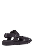 Geox Men's Black Xand 2s Leather Sandals | Derimod Geox Men's Black Xand 2s Leather Sandals | Derimod