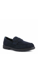 Geox Men's Navy Blue Spherica Ec11 Suede Leather Loafer | Derimod Geox Men's Navy Blue Spherica Ec11 Suede Leather Loafer | Derimod