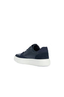 Geox Men's Navy Blue Deiven Lace-Up Leather Casual Sneaker | Derimod Geox Men's Navy Blue Deiven Lace-Up Leather Casual Sneaker | Derimod