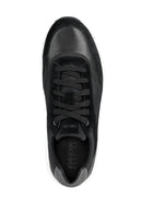 Geox Men's Black Radente B Lace-Up Thick Soled Leather Sneaker | Derimod Geox Men's Black Radente B Lace-Up Thick Soled Leather Sneaker | Derimod