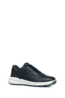 Geox Men's Navy Blue Lace-Up Leather Sneakers | Derimod Geox Men's Navy Blue Lace-Up Leather Sneakers | Derimod