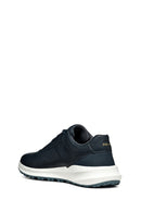 Geox Men's Navy Blue Lace-Up Leather Sneakers | Derimod Geox Men's Navy Blue Lace-Up Leather Sneakers | Derimod