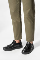 Geox Men's Black Deıven Lace-Up Leather Casual Sneakers | Derimod Geox Men's Black Deıven Lace-Up Leather Casual Sneakers | Derimod