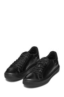 Geox Men's Black Deıven Lace-Up Leather Casual Sneakers | Derimod Geox Men's Black Deıven Lace-Up Leather Casual Sneakers | Derimod
