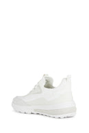 Geox Men White Lace-Up Thick Sole Fabric Sneaker | Derimod Geox Men White Lace-Up Thick Sole Fabric Sneaker | Derimod