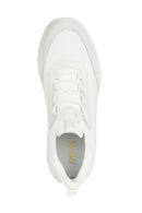 Geox Men White Lace-Up Thick Sole Fabric Sneaker | Derimod Geox Men White Lace-Up Thick Sole Fabric Sneaker | Derimod