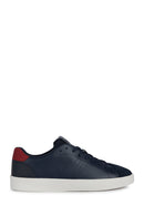 Geox Erkek Lacivert Affıle Bağcıklı Deri Sneaker | Derimod Geox Erkek Lacivert Affıle Bağcıklı Deri Sneaker | Derimod