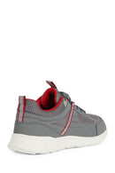 Geox Men's Gray Sanzio Lace-Up Leather Sneaker | Derimod Geox Men's Gray Sanzio Lace-Up Leather Sneaker | Derimod