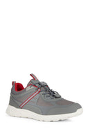 Geox Men's Gray Sanzio Lace-Up Leather Sneaker | Derimod Geox Men's Gray Sanzio Lace-Up Leather Sneaker | Derimod